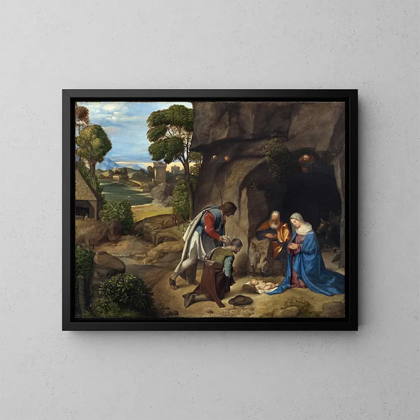 L'Adorazione dei pastori - Giorgione — quadro incorniciato alla parete