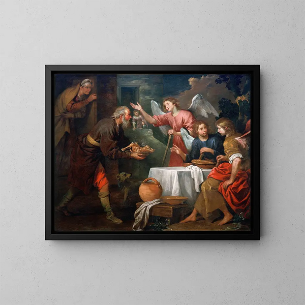 Abraham e i tre angeli - Giovanni Andrea de Ferrari — quadro incorniciato alla parete