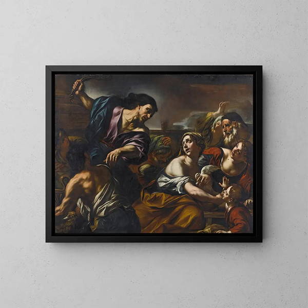 L'Expulsion du Temple - Giovanni Battista Beinaschi — quadro incorniciato alla parete