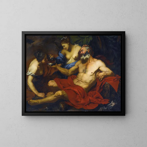 Lot et ses filles - Giovanni Battista Langetti — quadro incorniciato alla parete