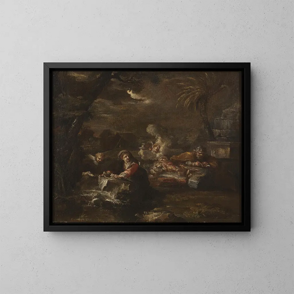 Repos pendant la fuite en Égypte - Giovanni Battista Pace — quadro incorniciato alla parete