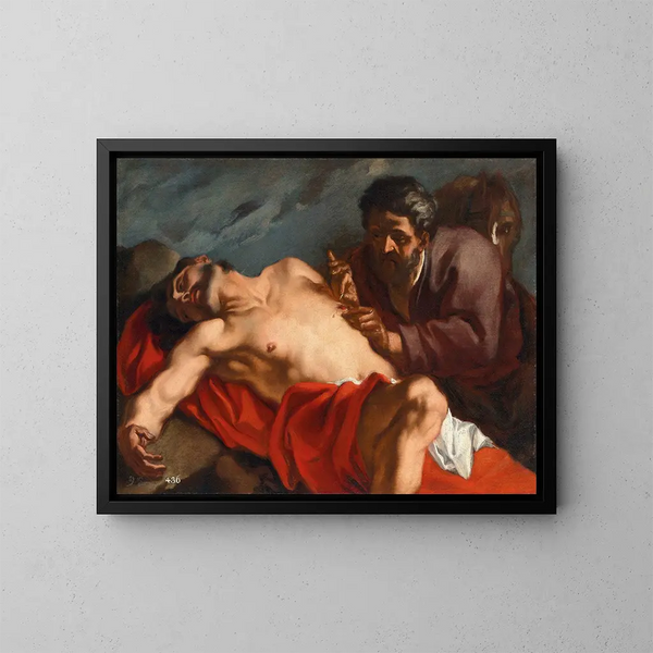 Il Buon Samaritano - Giovanni Battista Piazzetta — quadro incorniciato alla parete