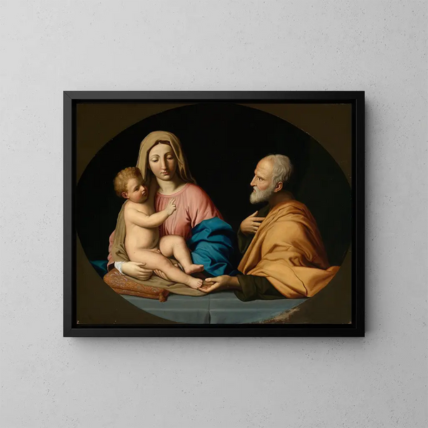 La Santa Famiglia - Giovanni Battista Salvi da Sassoferrato — quadro incorniciato alla parete