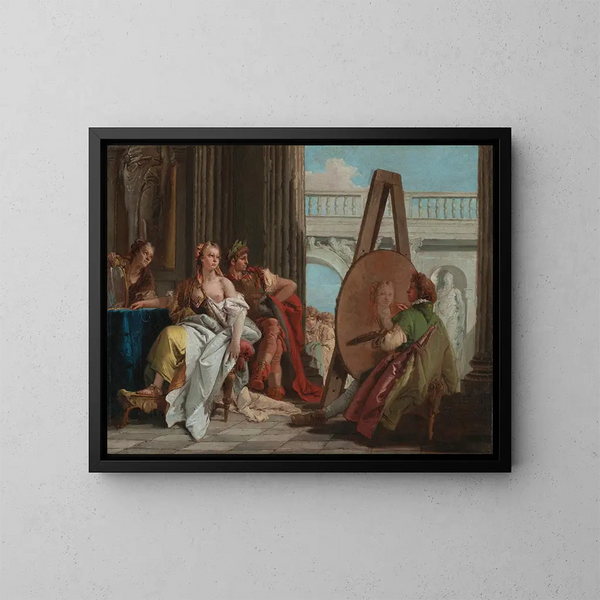 Alessandro Magno e Campaspe nell'atelier di Apelle - Giovanni Battista Tiepolo — quadro incorniciato alla parete