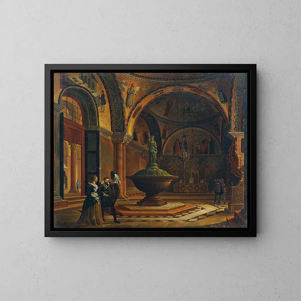 L'interno del battistero di San Marco a Venezia - Giovanni Battista de Pian — quadro incorniciato alla parete