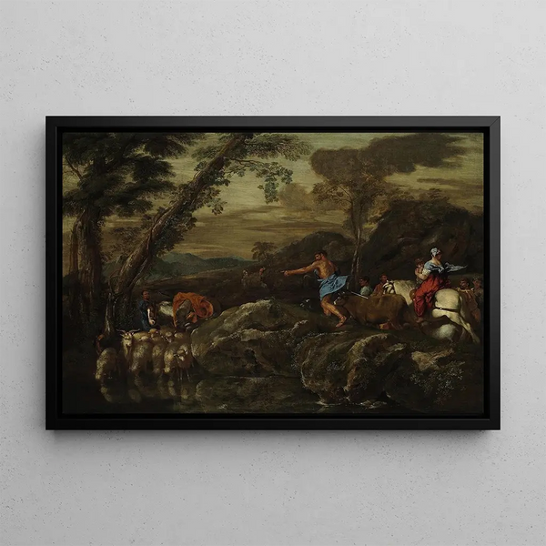 Il viaggio di Giacobbe - Giovanni Benedetto Castiglione — quadro incorniciato alla parete