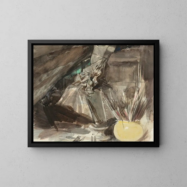 Un busto del cardinale Léopold de Médicis nell'atelier dell'artista - Giovanni Boldini — quadro incorniciato alla parete