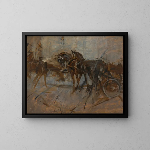 Calèche - Giovanni Boldini — quadro incorniciato alla parete