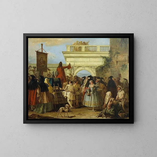 Il ciarlatano - Giovanni Domenico Tiepolo — quadro incorniciato alla parete