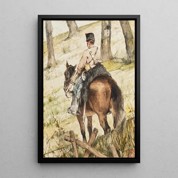 Cavalier en reconnaissance - Giovanni Fattori — quadro incorniciato alla parete