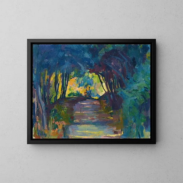Sentiero nel bosco - Giovanni Giacometti — quadro incorniciato alla parete