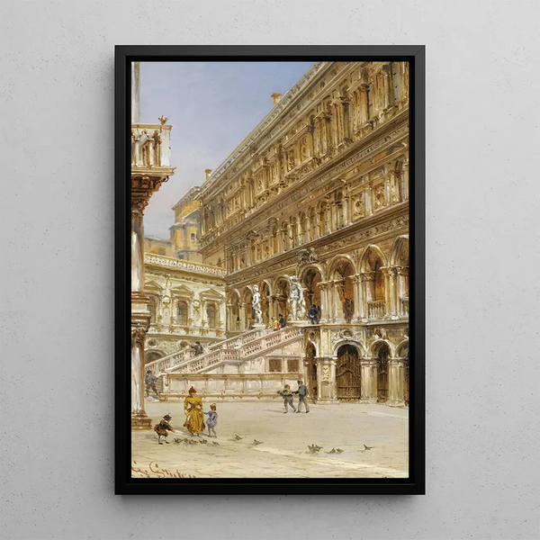 L'escalier des Géants dans la cour du Palais des Doges - Giovanni Grubacs — quadro incorniciato alla parete