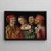 Tre uomini con una donna che tiene un gatto - Giovanni Paolo Lomazzo — quadro incorniciato alla parete
