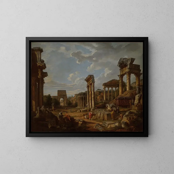 Un caprice del Forum romano - Giovanni Paolo Panini — quadro incorniciato alla parete