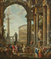 Un caprice classico con la colonna Trajane del Colosseo e l'Ercole Farnese con il Filosofo - Giovanni Paolo Panini — vista dell’opera