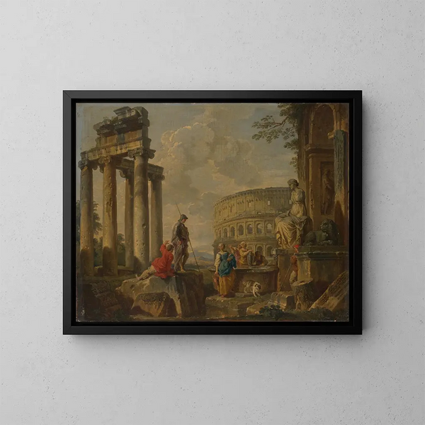 Le Colisée parmi les ruines romane - Giovanni Paolo Panini — quadro incorniciato alla parete