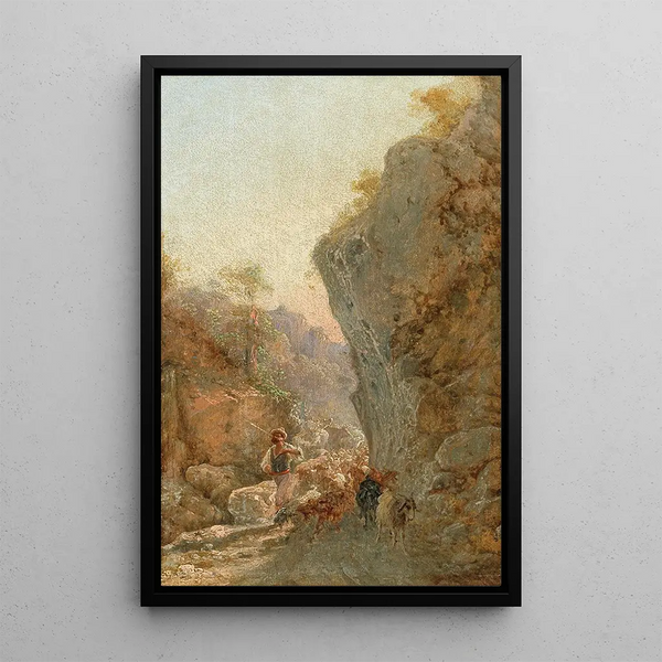 Berger avec troupeau de moutons - Girolamo Gianni — quadro incorniciato alla parete