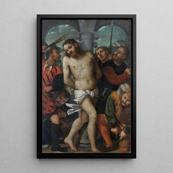 La Flagellation - Girolamo Romanino — quadro incorniciato alla parete