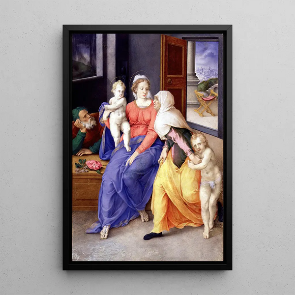 Sainte Famille avec Sainte Isabelle et Saint Jean - Giulio Clovio — quadro incorniciato alla parete