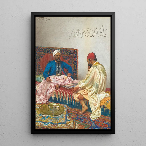 Les joueurs de backgammon - Giulio Rosati — quadro incorniciato alla parete