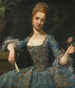 Ritratto di una dama vestita con un abito blu riccamente ricamato - Giuseppe Baldrighi — vista dell’opera