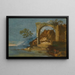 Un paesaggio fluviale capriccioso con figure in una barca in primo piano - Giuseppe Bernardino Bison — quadro incorniciato alla parete