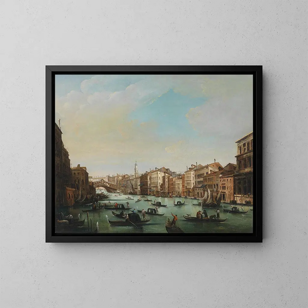 Venezia, il Grande Canale con il ponte di Rialto - Giuseppe Bernardino Bison — quadro incorniciato alla parete