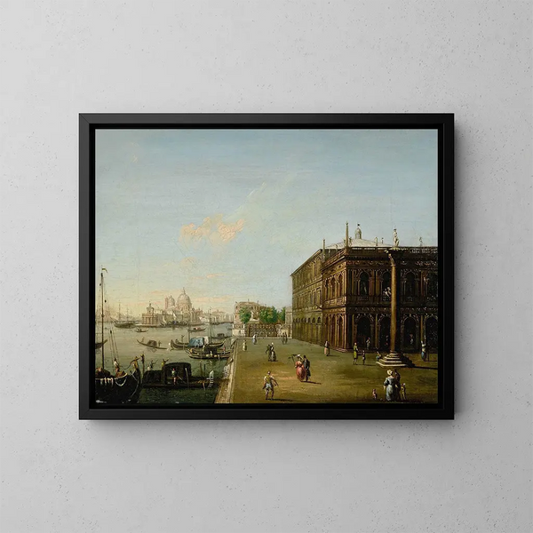 Venezia, vista del Molo con la Libreria - Giuseppe Borsato — quadro incorniciato alla parete