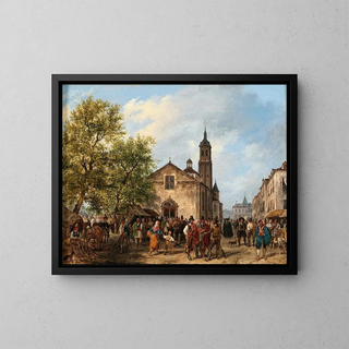 Giuseppe Canella - A Lively Scene on a Market Square.webp