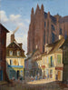 Una strada di Chartres con la cattedrale sullo sfondo - Giuseppe Canella — vista dell’opera