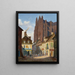 Una strada di Chartres con la cattedrale sullo sfondo - Giuseppe Canella — quadro incorniciato alla parete