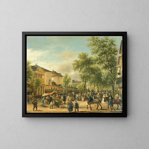 Vista di Parigi sul boulevard Montmartre - Giuseppe Canella — quadro incorniciato alla parete