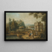 Paesaggio con una rovina romana e personaggi che si riposano vicino a un ruscello - Giuseppe Zais — quadro incorniciato alla parete