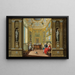 Figure eleganti sedute nel gabinetto di quadri e porcellane di un palazzo - Giuseppe Zocchi — quadro incorniciato alla parete