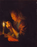 Ragazza che infila un ago alla luce delle candele - Godfried Schalcken — vista dell’opera