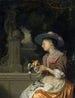 Donna che intreccia una corona di fiori - Godfried Schalcken — vista dell’opera