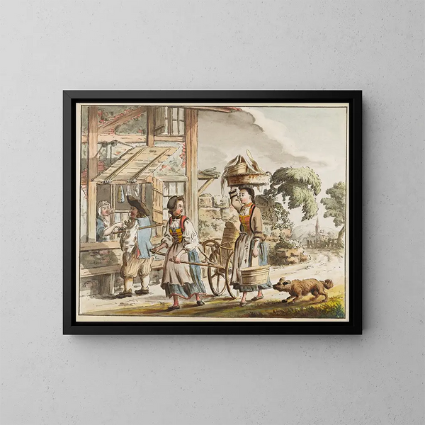 Due mucche bernesi - Gottfried Locher — quadro incorniciato alla parete