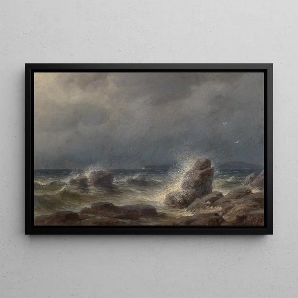Onde davanti alla costa dell'isola Melada - Gottfried Seelos — quadro incorniciato alla parete