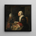 Grazie prima di cena, una coppia anziana seduta a un tavolo - Abraham Van Dijck — quadro incorniciato alla parete