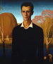 Arnold Pyle davanti a un fiume con due uomini che si stanno bagnando nudi - Grant Wood — vista dell’opera