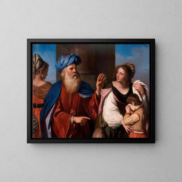 Abraham che caccia Agar e Ismaele - Guercino — quadro incorniciato alla parete