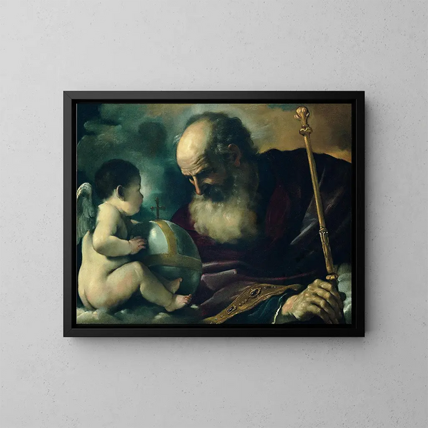 Dio Padre e un angelo - Guercino — quadro incorniciato alla parete