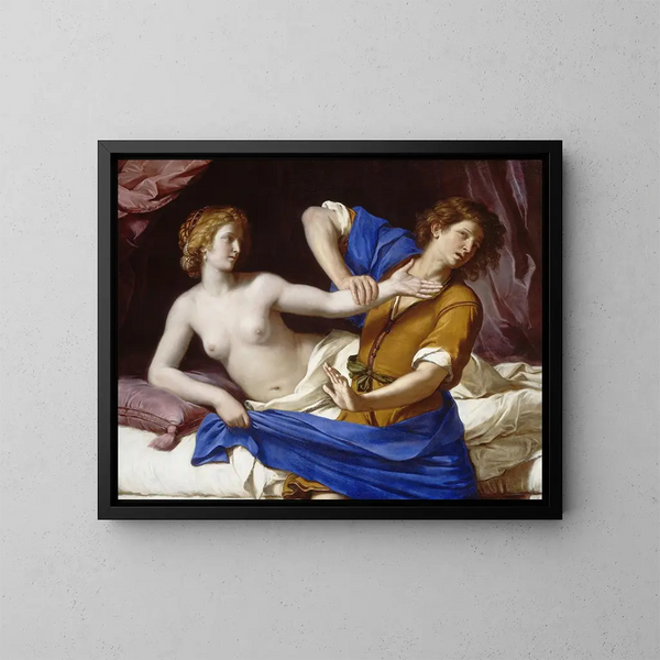 Giuseppe e la moglie di Potifar - Guercino — quadro incorniciato alla parete