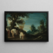 Paesaggio con donne che si bagnano - Guercino — quadro incorniciato alla parete