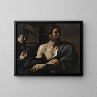 di San Giovanni Battista in prigione visitato da Salomé - Guercino — quadro incorniciato alla parete