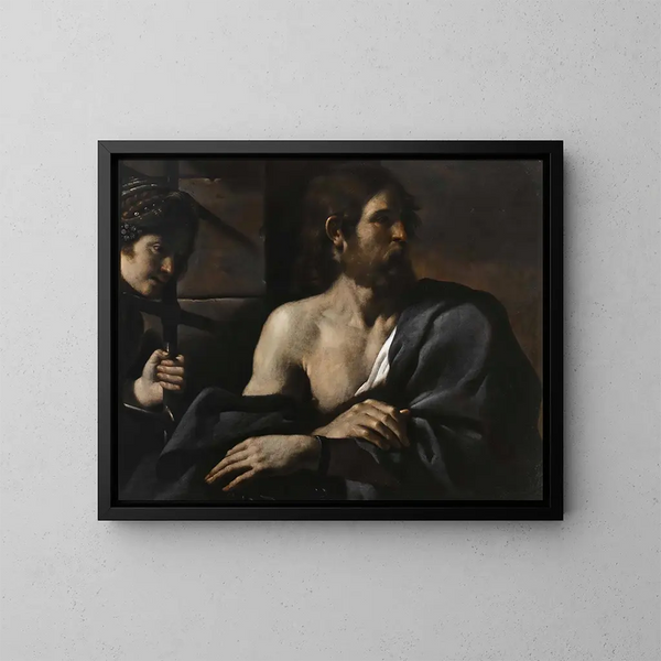 di San Giovanni Battista in prigione visitato da Salomé - Guercino — quadro incorniciato alla parete