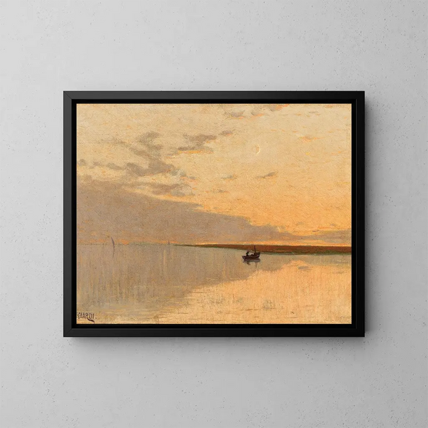 Bateau au crépuscule - Guglielmo Ciardi — quadro incorniciato alla parete
