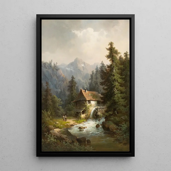 Moulin à eau dans les montagnes - Guido Hampe — quadro incorniciato alla parete