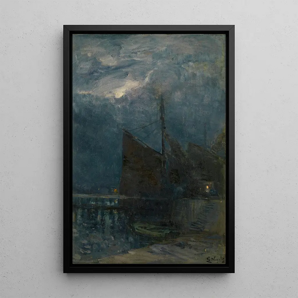Entrée d'un port de nuit - Guillaume Vogels — quadro incorniciato alla parete