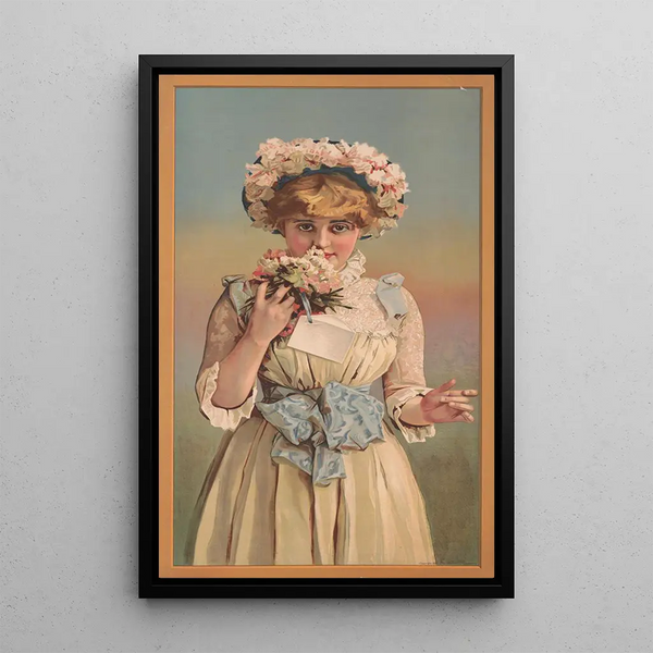 Giovane ragazza che sente una camicetta - Gumpert Bros — quadro incorniciato alla parete